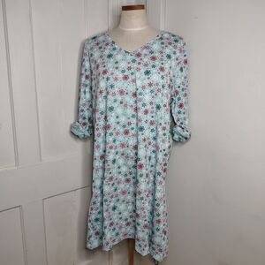 NWT Charter Club V-Neck Long Sleeve Nightgown Holiday Snowflakes Women's Size XL